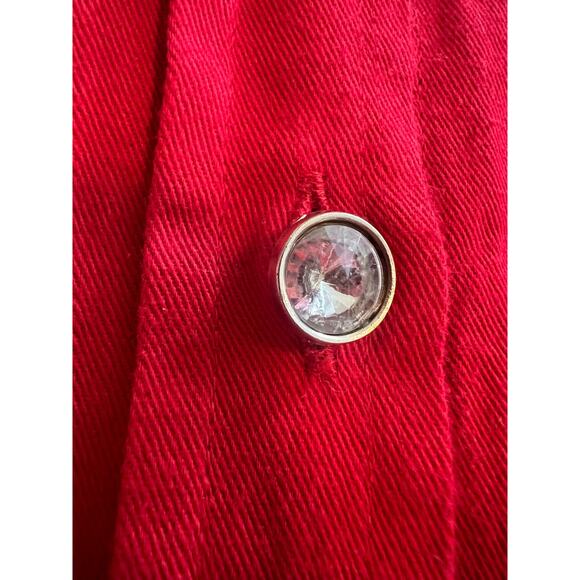 Vintage 90s Gist Holiday Reindeer Button Down Long Sleeve Shirt Red Cotton - L - Picture 8 of 8